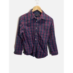 Nordstrom Plaid Button Down Kids XL 14/16 Blue Red Long Sleeve Classic Preppy